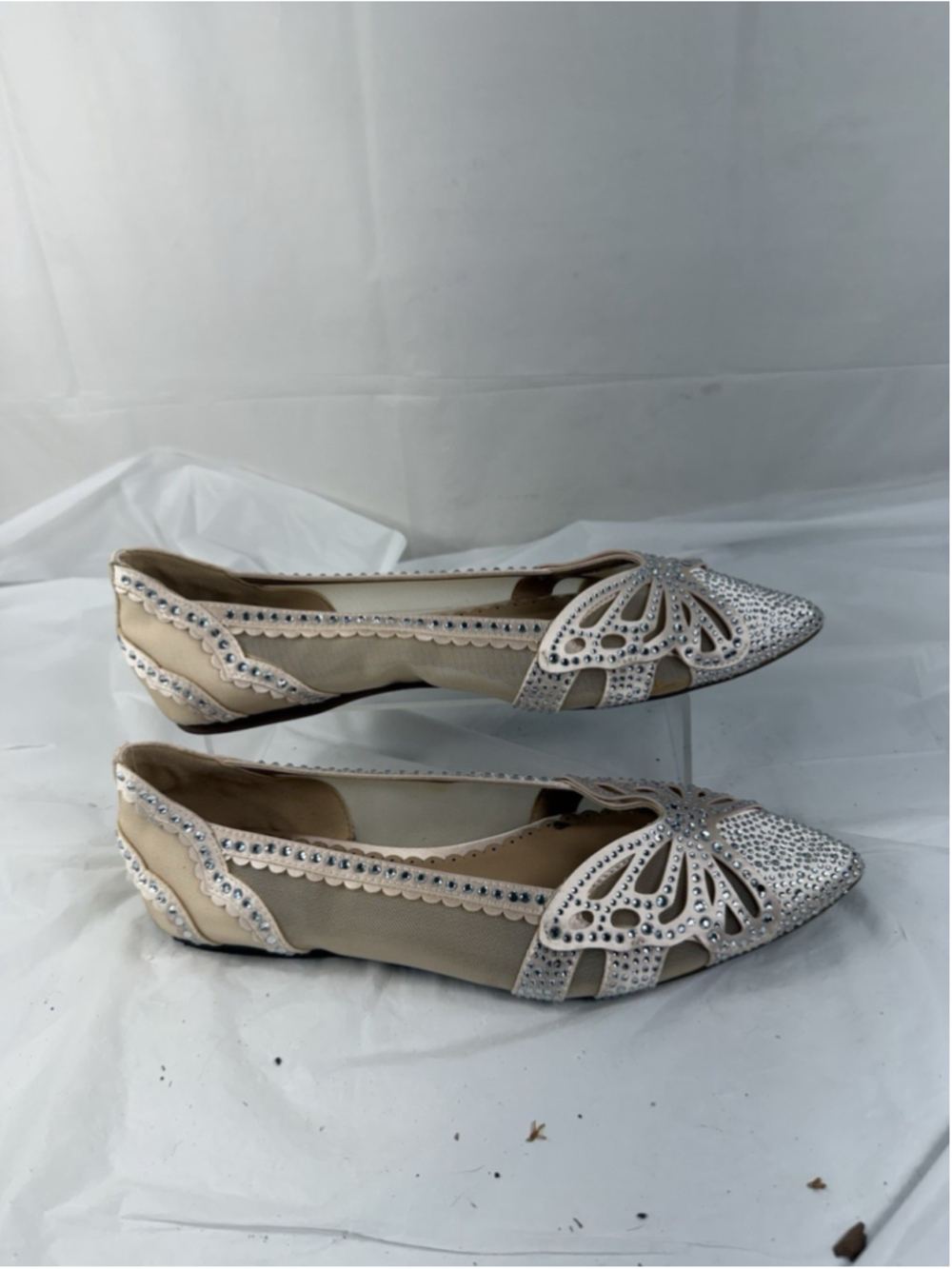 Copper Key Crystal Pointed Toe Butterfly Flat Shoes Womens 8M - Picture 11 of 15